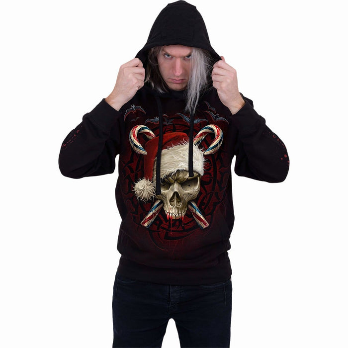 CANDY CANE SANTA - Hoody Black Spiral USA
