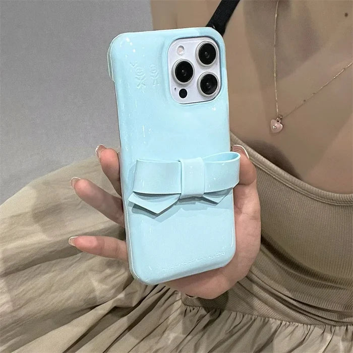 Candy Color Cute Bowknot Phone Case For iPhone PhoneShells