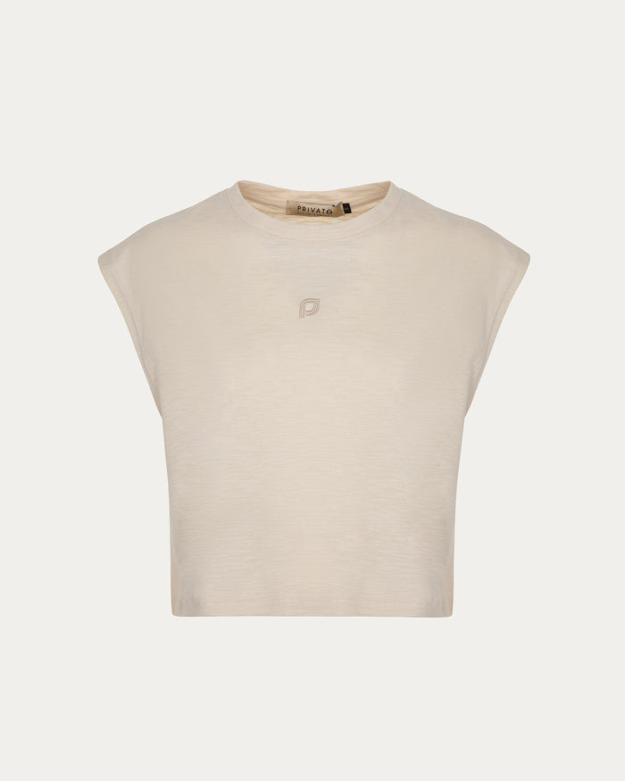 Canotta donna beige senza maniche