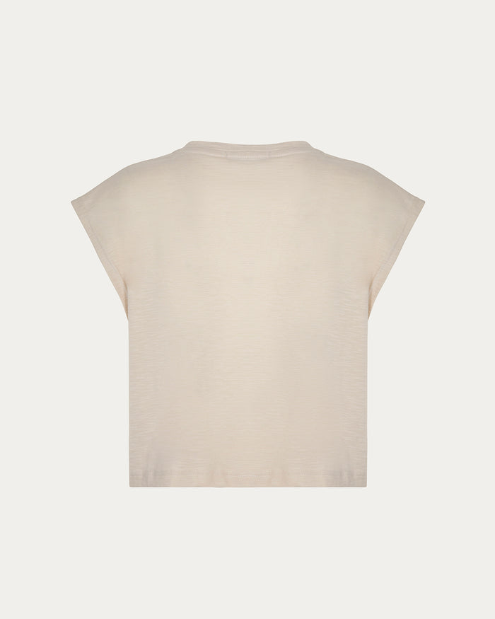 Canotta donna beige senza maniche
