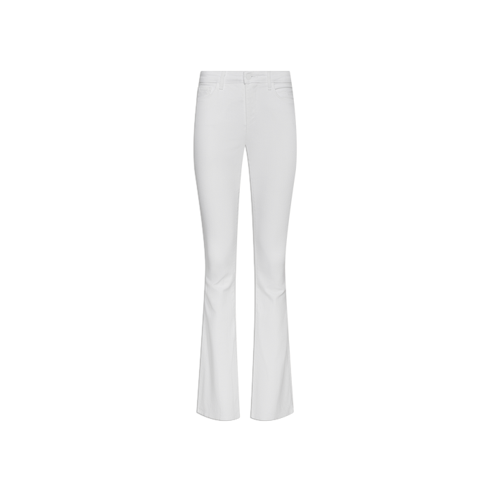 Cara Low-Rise Bootcut Jean in white denim, shown from the front on a plain white background, featuring pockets and belt loops.