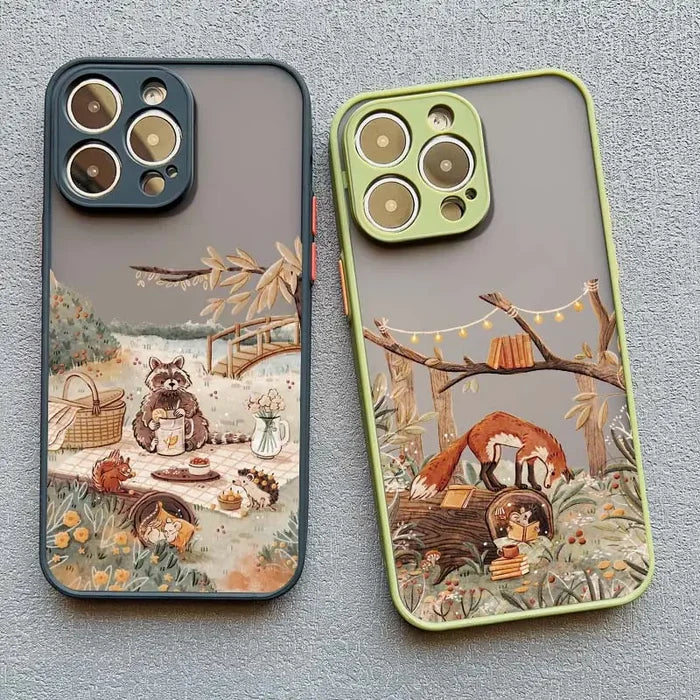 Cartoon Animal Bear Fox Squirrel Phone Case For iPhone PhoneShells