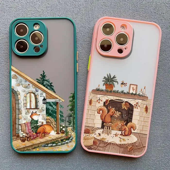 Cartoon Animal Bear Fox Squirrel Phone Case For iPhone PhoneShells