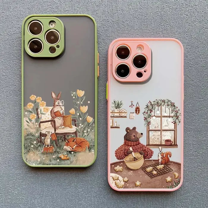 Cartoon Animal Bear Fox Squirrel Phone Case For iPhone PhoneShells