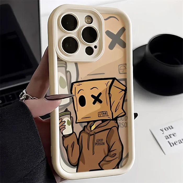 Cartoon Box Man Pattern Matte Soft Phone Case PhoneShells
