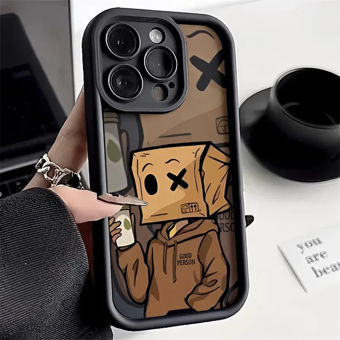 Cartoon Box Man Pattern Matte Soft Phone Case PhoneShells