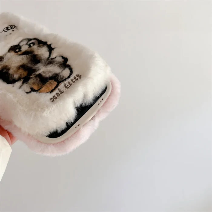 Cartoon Fluffy Hello Kitty Plush Cat Ears Phone Case PhoneShells