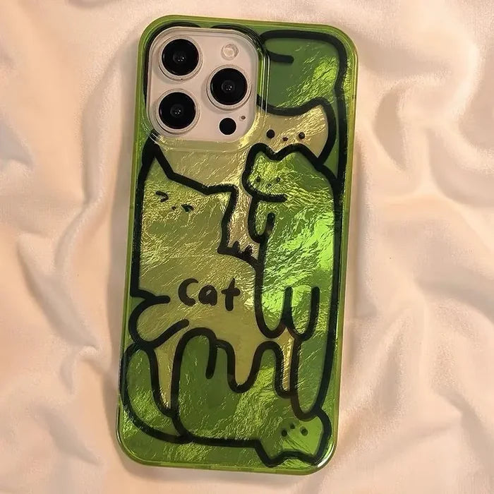 Cartoon Line Cat Dog Phone Case PhoneShells