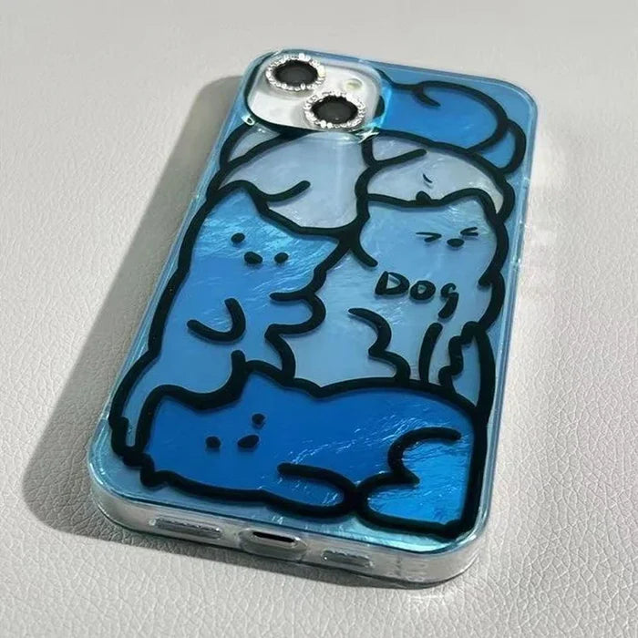 Cartoon Line Cat Dog Phone Case PhoneShells