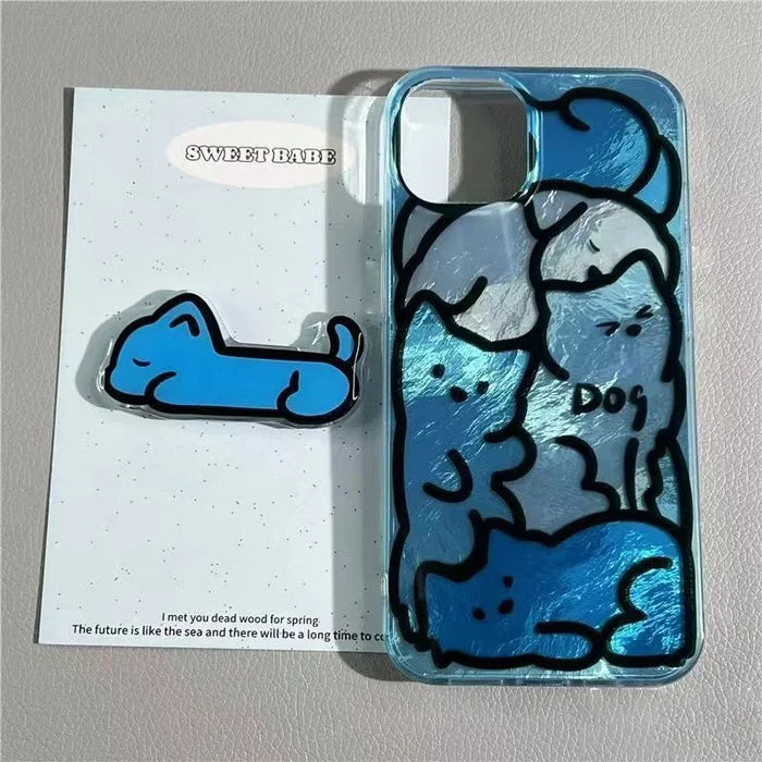 Cartoon Line Cat Dog Phone Case PhoneShells