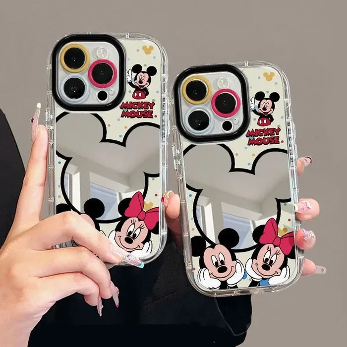 Cartoon Mickey Minnie Couple Mirror Creative Cute Phone Case For iPhone PhoneShells
