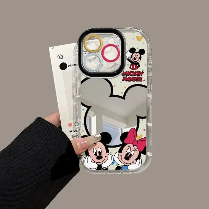 Cartoon Mickey Minnie Couple Mirror Creative Cute Phone Case For iPhone PhoneShells