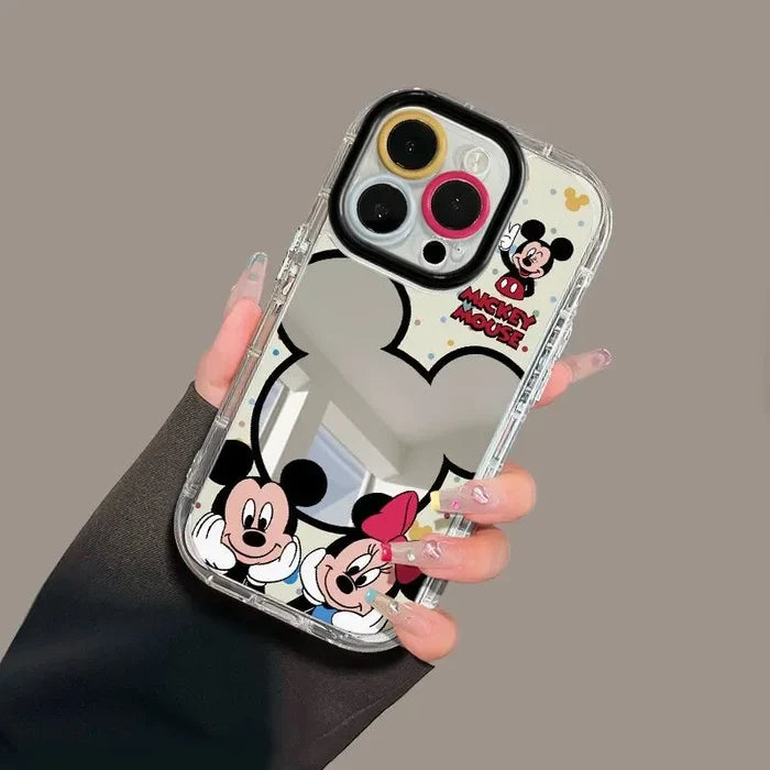 Cartoon Mickey Minnie Couple Mirror Creative Cute Phone Case For iPhone PhoneShells