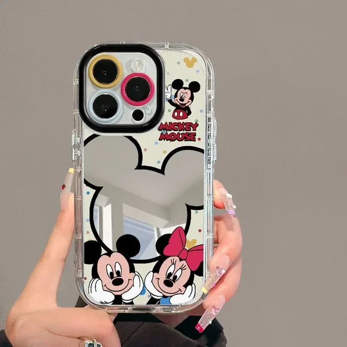 Cartoon Mickey Minnie Couple Mirror Creative Cute Phone Case For iPhone PhoneShells
