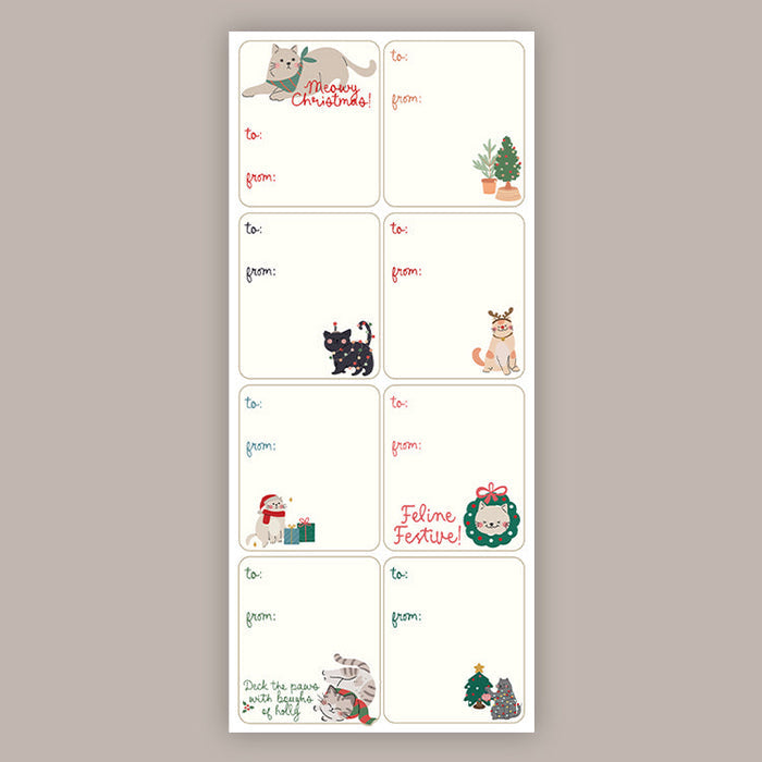 Cat Holiday Tags (Sticker Sheet) Ivy + Cloth