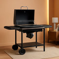 Charcoal Barrel Grill Featuring Extra Wide Side Tables