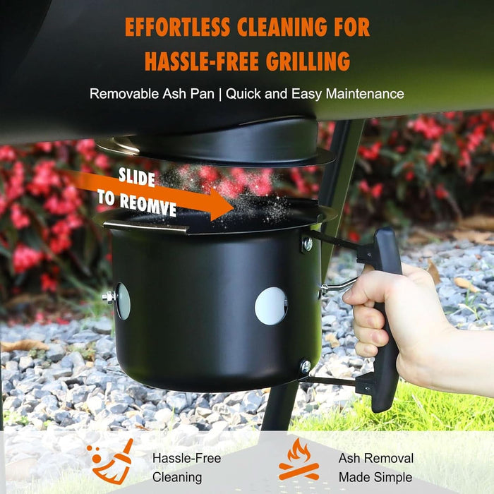 Charcoal Barrel Grill Featuring Extra Wide Side Tables
