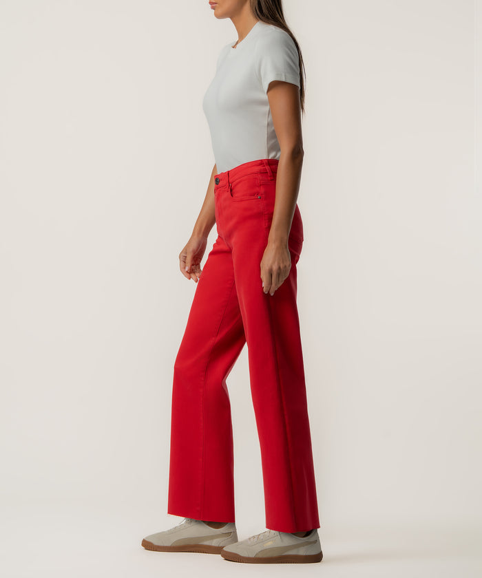 Charlotte High Rise Wide Leg Long Inseam, Exclusive in Scarlet Red