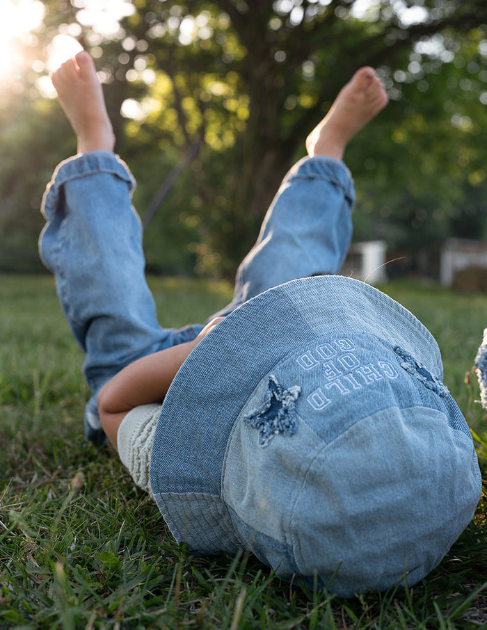 Child of God Denim Kids Bucket Hat Elevated Faith