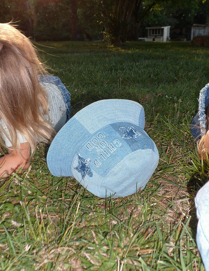 Child of God Denim Kids Bucket Hat Elevated Faith