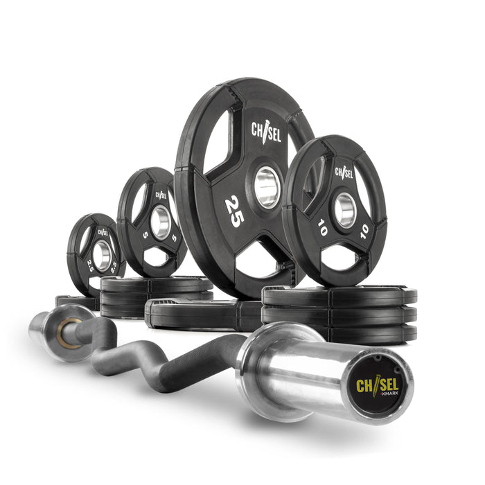 Chisel Olympic Weight Plates and Curl Barbell Sets XMARK