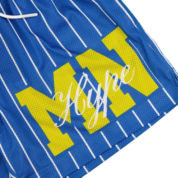 Common Hype Statement Pinstripe Mesh Short Royal Blue Common Hype