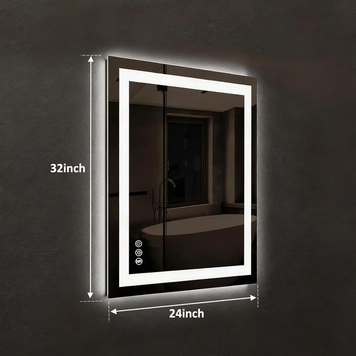 Compact Edge Glow LED Bathroom Mirror HAUSVITA