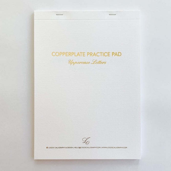 Cover of the Copperplate Practice Pad by Logos Calligraphy - Uppercase Letters