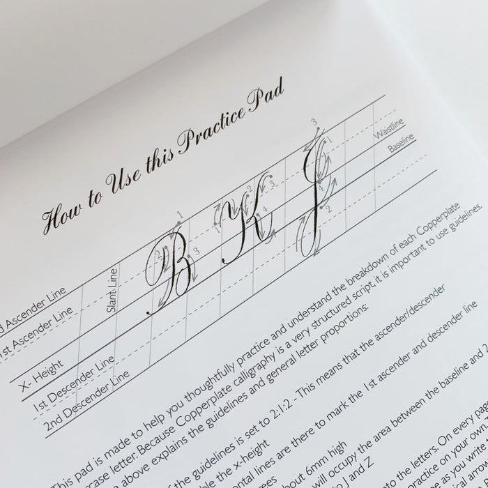 Introduction to the Copperplate Practice Pad by Logos Calligraphy - Uppercase Letters