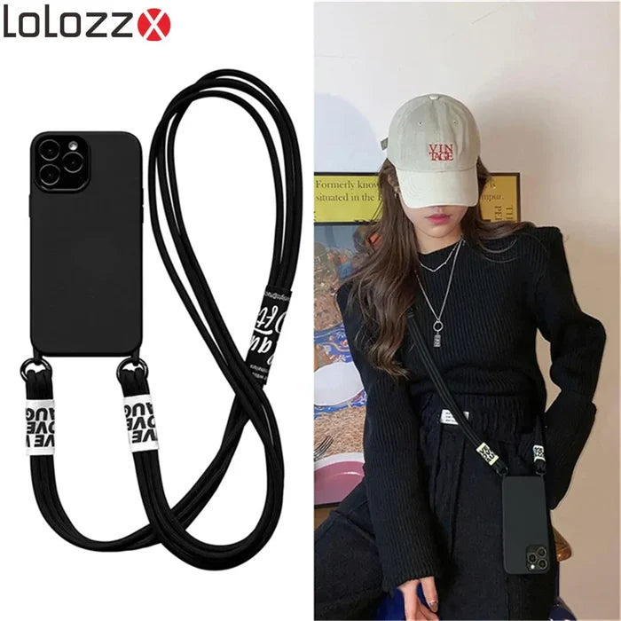 Cord Strap Lanyard Siliocne Phone Case For iPhone PhoneShells