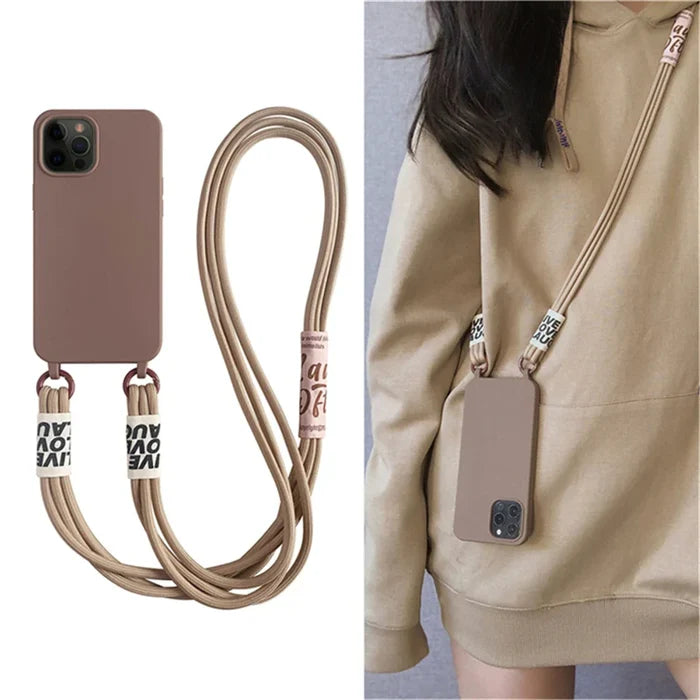 Cord Strap Lanyard Siliocne Phone Case For iPhone PhoneShells