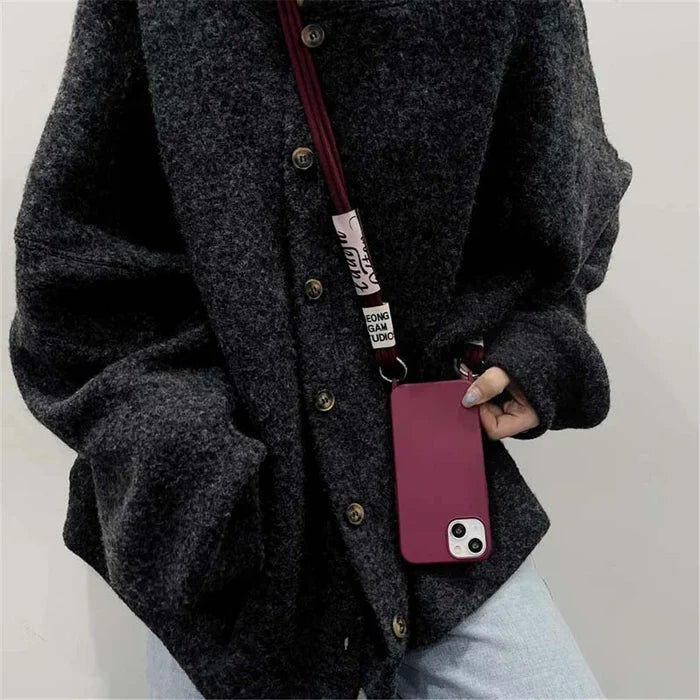 Cord Strap Lanyard Siliocne Phone Case For iPhone PhoneShells