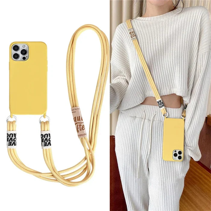Cord Strap Lanyard Siliocne Phone Case For iPhone PhoneShells
