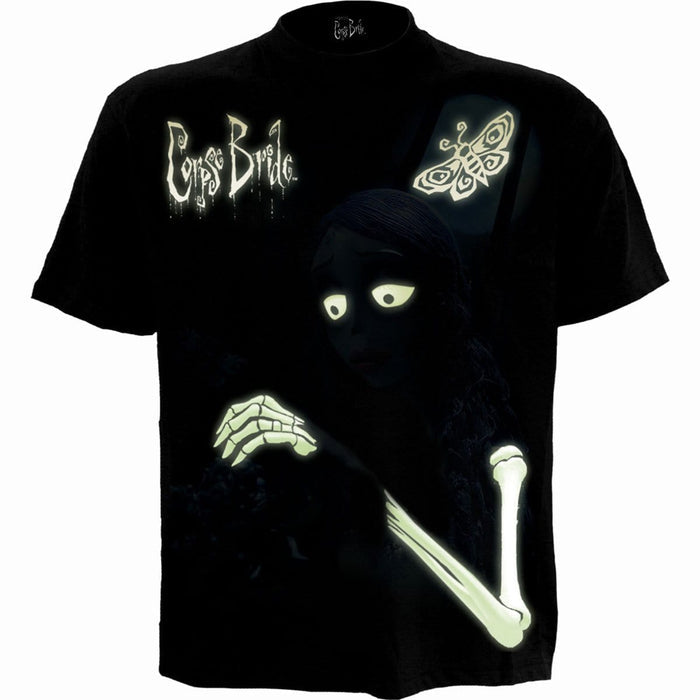 CORPSE BRIDE - GLOW IN THE DARK - Front Print T-Shirt Black Spiral USA