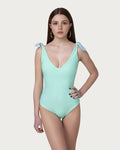 Costume intero reversibile Cielo/Acquamarina sostenibile