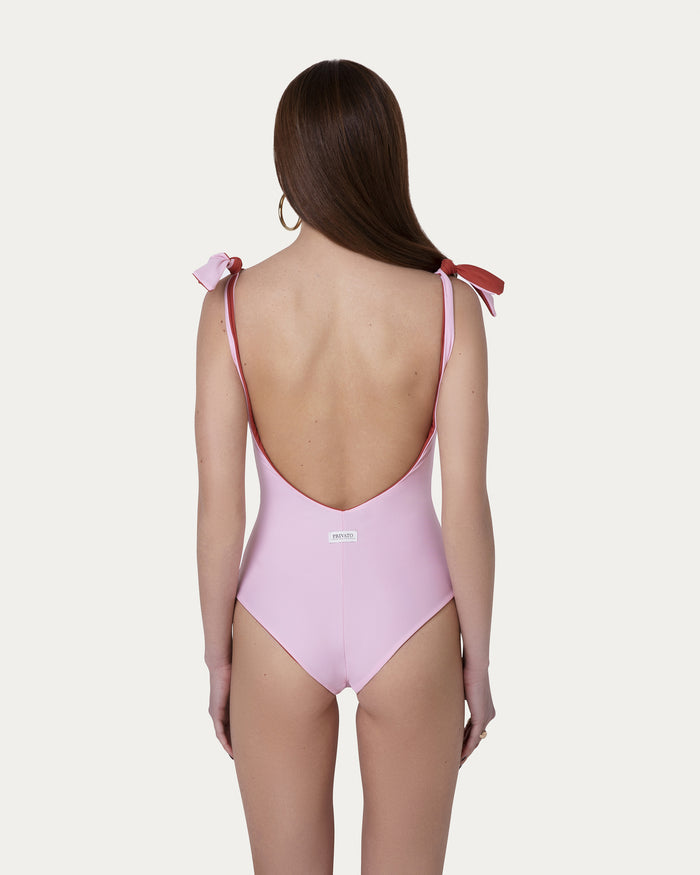 Costume intero reversibile Rosa/Terracotta sostenibile