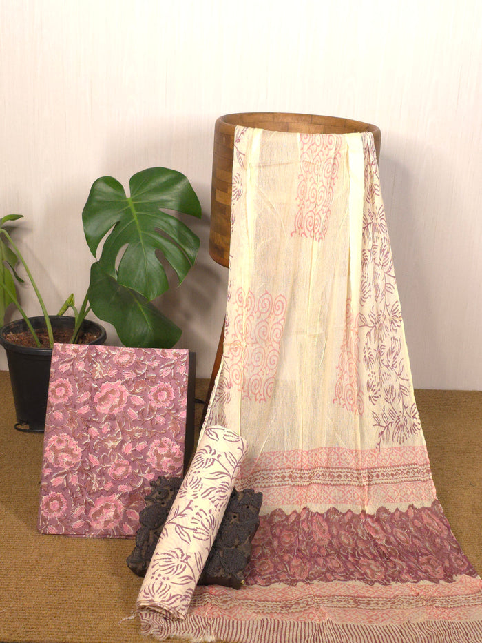 Cotton suit (3PC) with chiffon dupatta USS-052 **ready to dispatch**