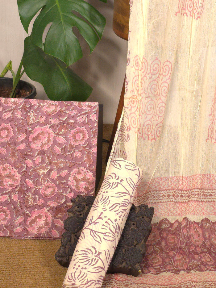 Cotton suit (3PC) with chiffon dupatta USS-052 **ready to dispatch**