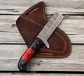 CowBoy Bull Cutter Knife Forged Damascus Steel Knife With Leather Sheath cskforged