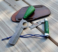 Cowboy Bull Cutter Knives Set - Handmade Damascus Blades & CrossDraw Sheath cskforged