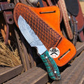 COWBOY KNIFE 3.25" DAMASCUS BLADE WITH PINE CONE RESIN HANDLE cskforged