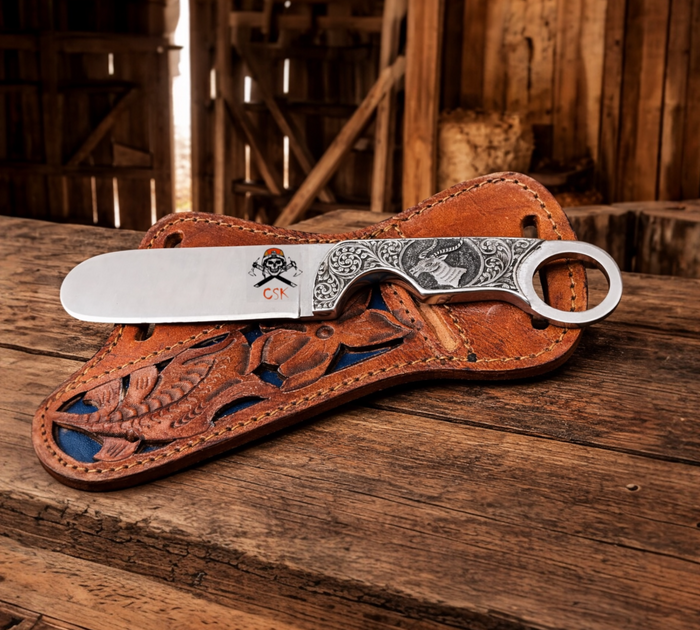 Cowboy Knife – D2 Steel Bullcutter & Pancake Sheath cskforged