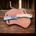 Cowboy Knife Rasp Steel Blade Bone Handle with Pancake Sheath cskforged