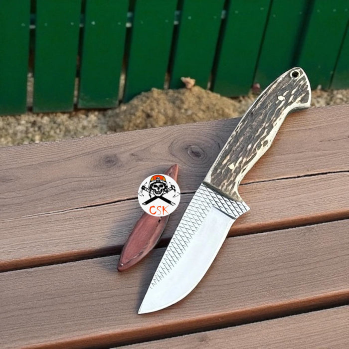 COWBOY RANGER’S LEGACY KNIFE WITH ANTLER HANDLE & WESTERN SHEATH cskforged