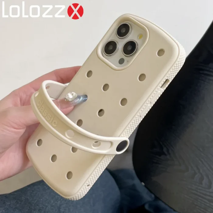 Creative Slipperas Diy For Crocs Charms Silicone Case Breathable, Shockproof , Soft Cover For iPhone PhoneShells