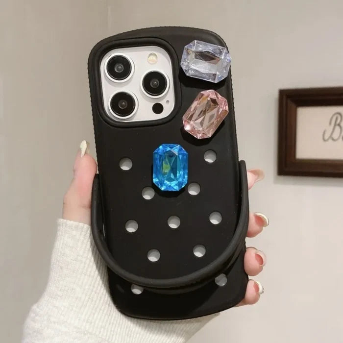 Creative Slipperas Diy For Crocs Charms Silicone Case Breathable, Shockproof , Soft Cover For iPhone PhoneShells