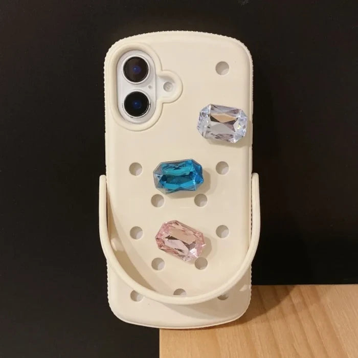 Creative Slipperas Diy For Crocs Charms Silicone Case Breathable, Shockproof , Soft Cover For iPhone PhoneShells