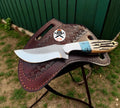 Cross Draw Sheath Hunting Knife With Rasp Steel & Antler Handle cskforged