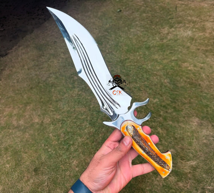 Csk Best Replica Knife - 16" J2 Steel Blade with Camel Bone Handle & Leather Case cskforged