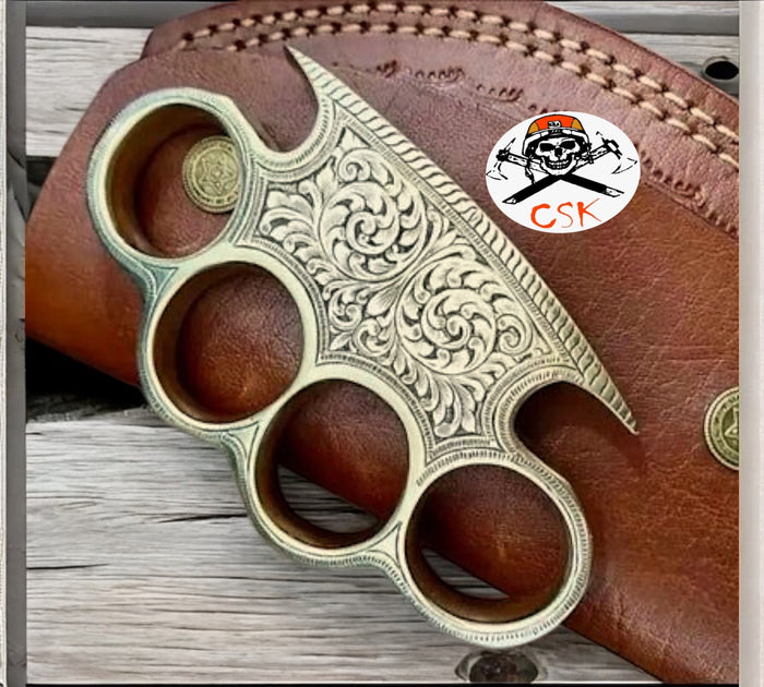 Custom Hand Engraved Brass knuckle cskforged